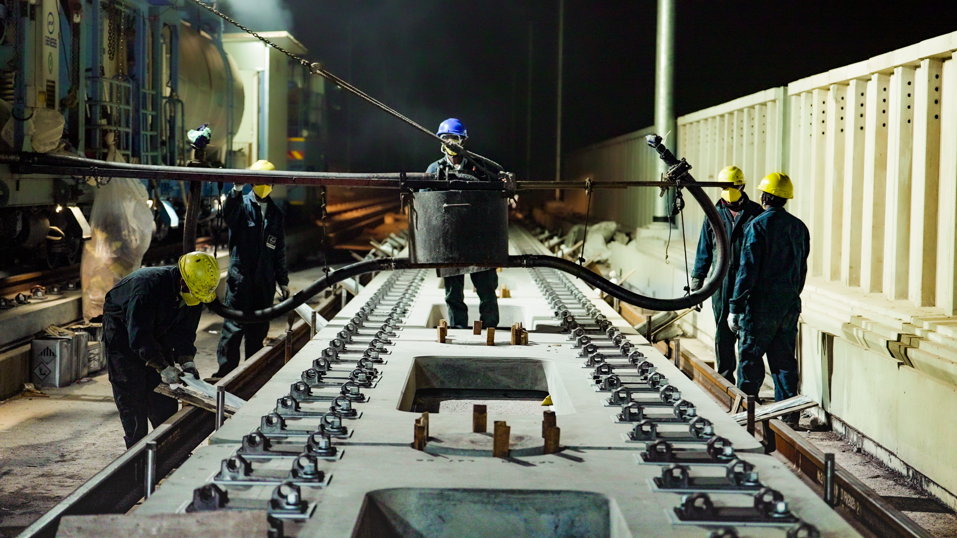 Track installation work on Mumbai-Ahmedabad Bullet Train Viaduct